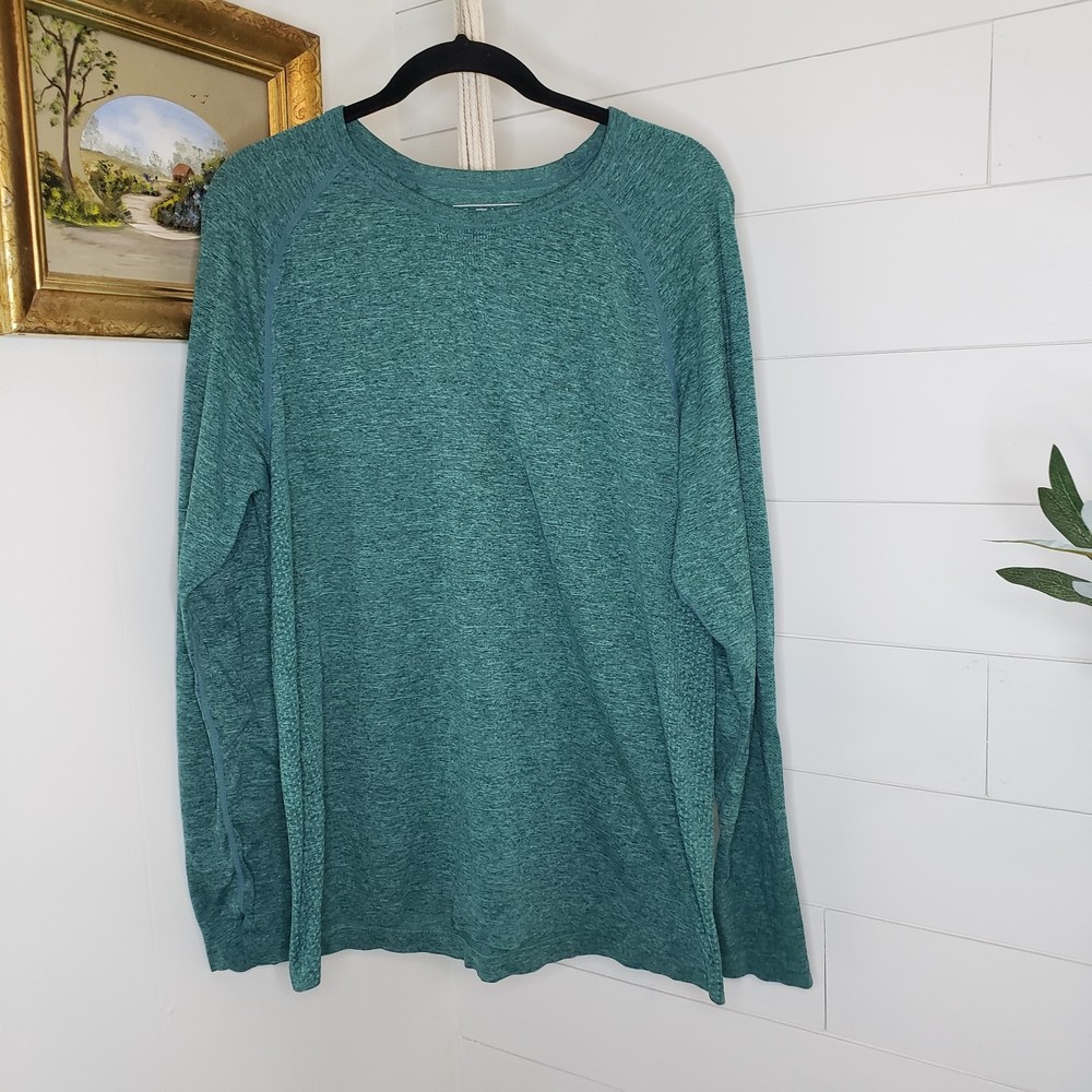 Figs Seamless Performance Underscrub Long Sleeve Top Green Teal XL